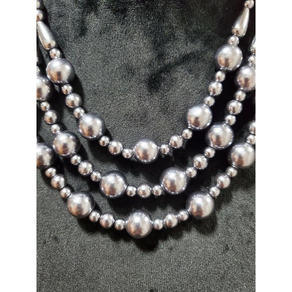 Women's Triple Standard Round Silver Balls Modern Necklace Pendant - Picture 5 of 8